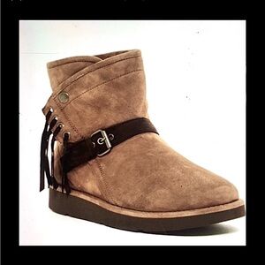 UGG Karisa Booties Ankle Boots with Buckle and Fringe Size 7